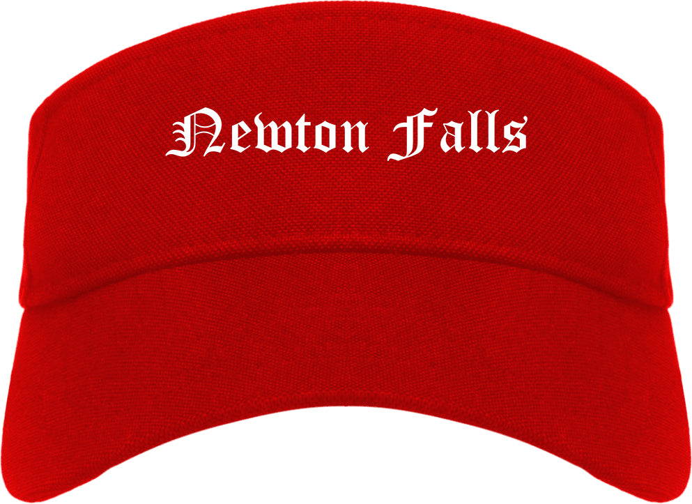 Newton Falls Ohio OH Old English Mens Visor Cap Hat Red