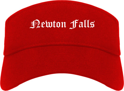 Newton Falls Ohio OH Old English Mens Visor Cap Hat Red