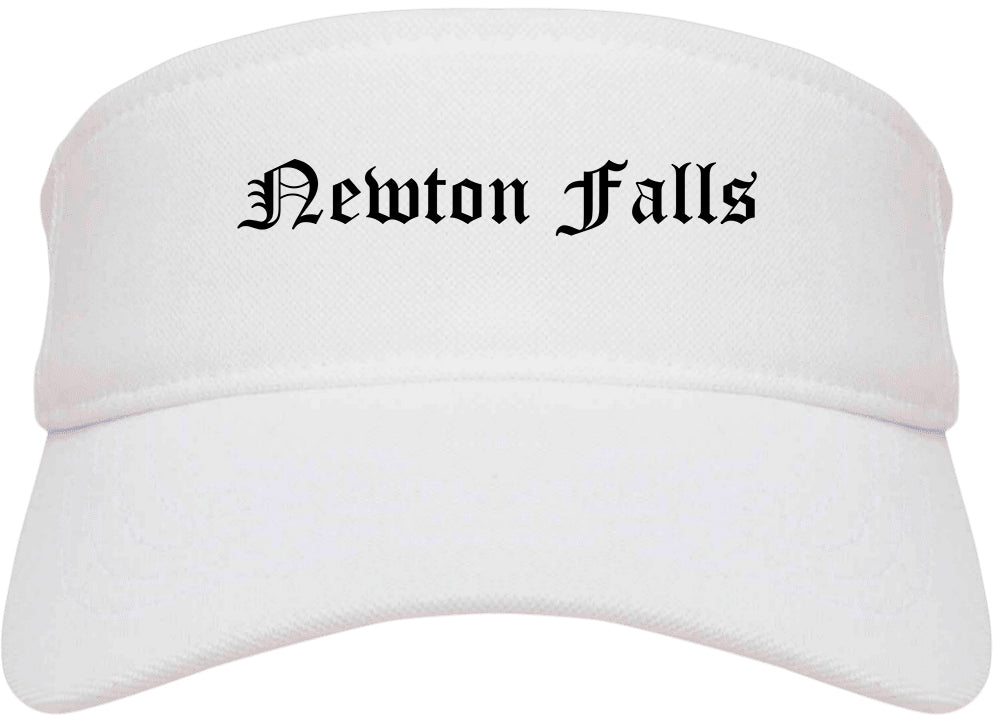 Newton Falls Ohio OH Old English Mens Visor Cap Hat White