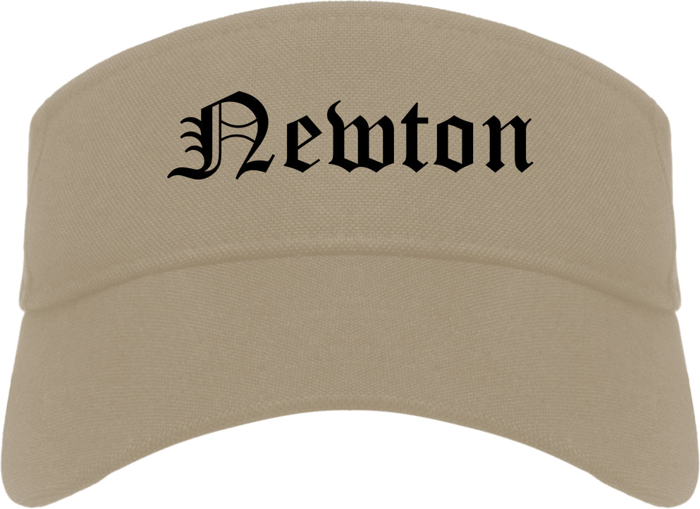 Newton Iowa IA Old English Mens Visor Cap Hat Khaki