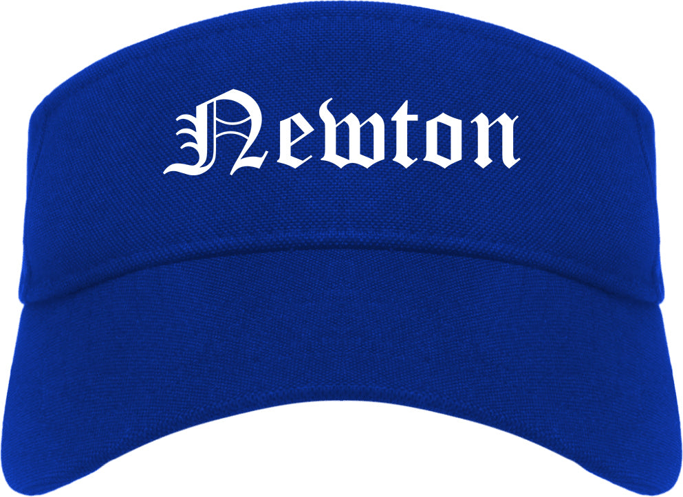 Newton Iowa IA Old English Mens Visor Cap Hat Royal Blue