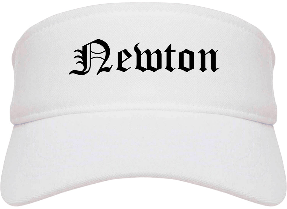 Newton Iowa IA Old English Mens Visor Cap Hat White
