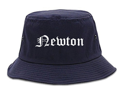 Newton Kansas KS Old English Mens Bucket Hat Navy Blue