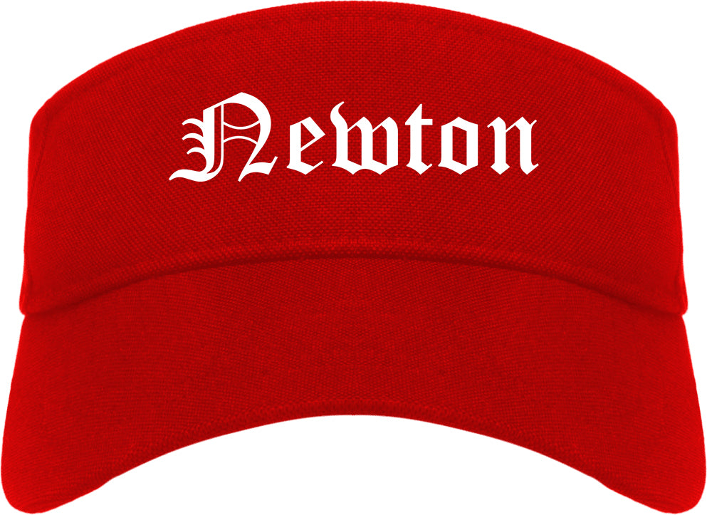 Newton Kansas KS Old English Mens Visor Cap Hat Red