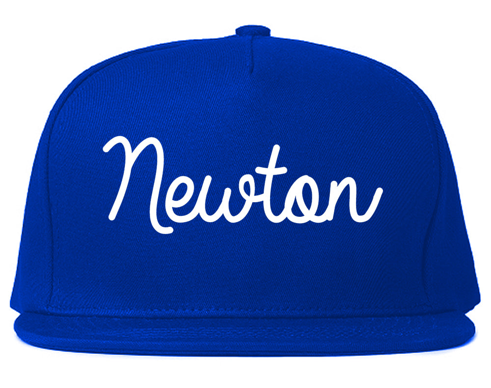 Newton Massachusetts MA Script Mens Snapback Hat Royal Blue