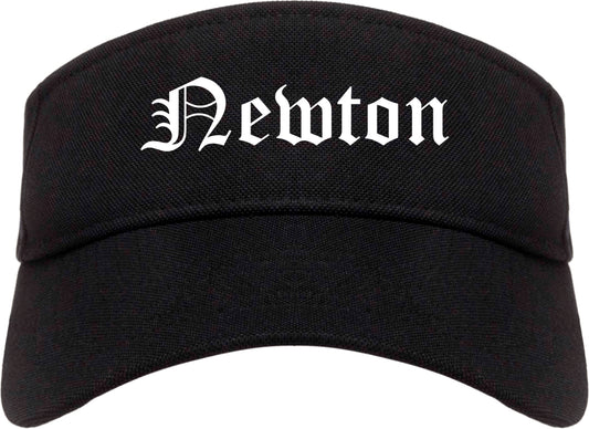 Newton Massachusetts MA Old English Mens Visor Cap Hat Black