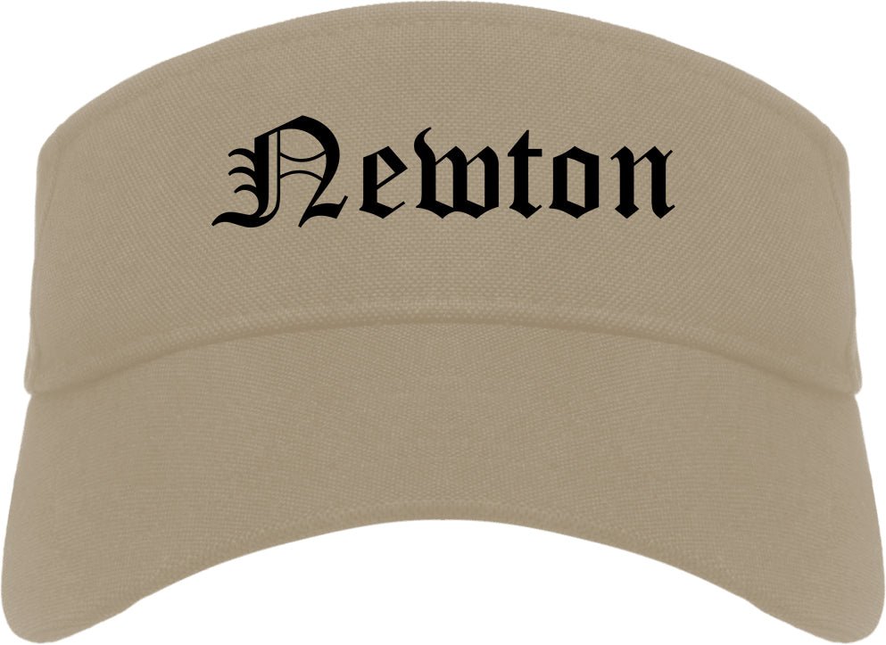 Newton Massachusetts MA Old English Mens Visor Cap Hat Khaki