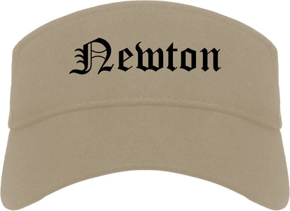 Newton Massachusetts MA Old English Mens Visor Cap Hat Khaki