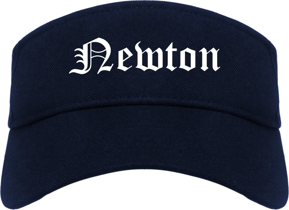 Newton Massachusetts MA Old English Mens Visor Cap Hat Navy Blue