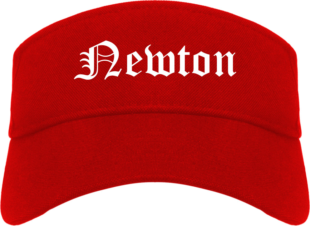 Newton Massachusetts MA Old English Mens Visor Cap Hat Red