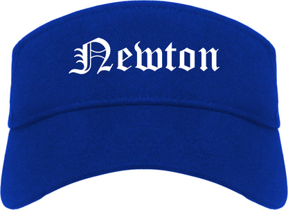 Newton Massachusetts MA Old English Mens Visor Cap Hat Royal Blue