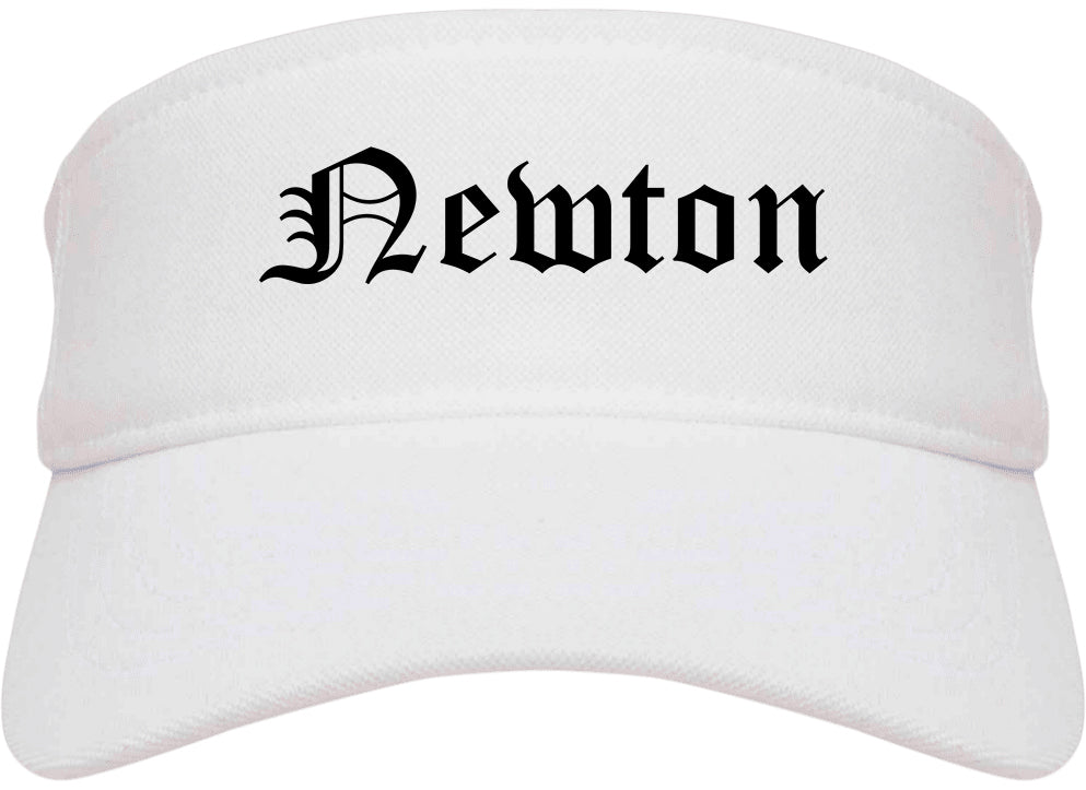 Newton Massachusetts MA Old English Mens Visor Cap Hat White