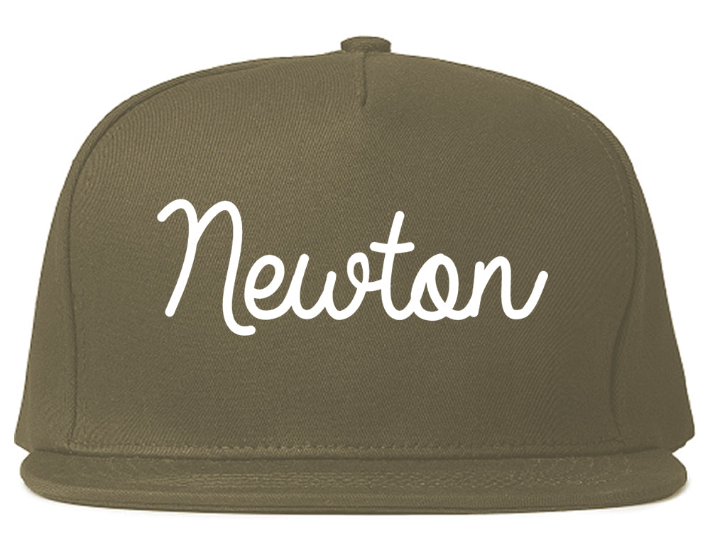 Newton New Jersey NJ Script Mens Snapback Hat Grey