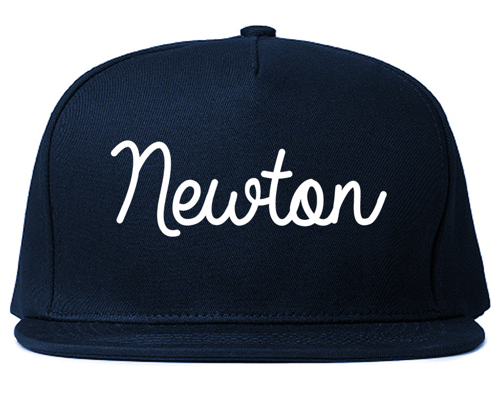 Newton New Jersey NJ Script Mens Snapback Hat Navy Blue