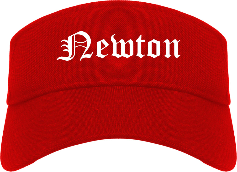 Newton New Jersey NJ Old English Mens Visor Cap Hat Red