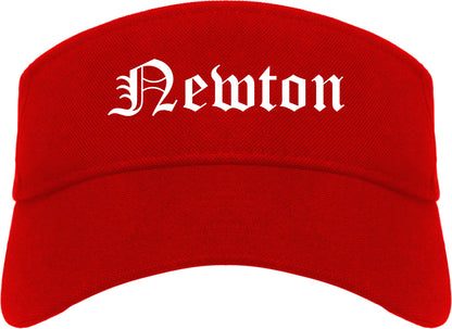 Newton New Jersey NJ Old English Mens Visor Cap Hat Red