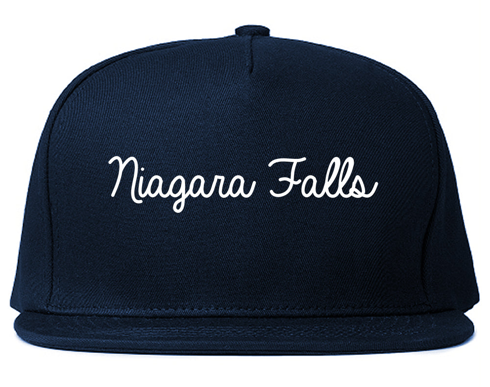 Niagara Falls New York NY Script Mens Snapback Hat Navy Blue