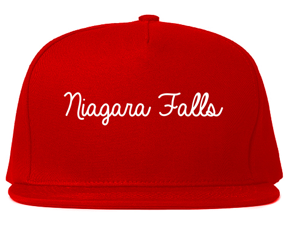 Niagara Falls New York NY Script Mens Snapback Hat Red