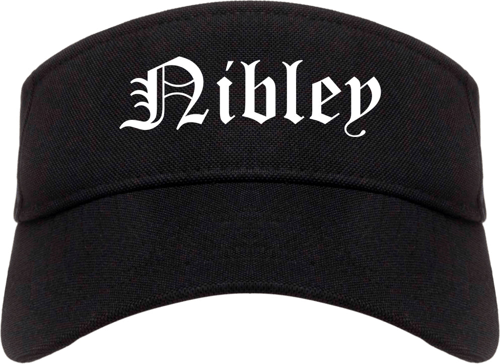 Nibley Utah UT Old English Mens Visor Cap Hat Black