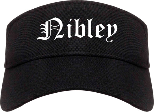 Nibley Utah UT Old English Mens Visor Cap Hat Black