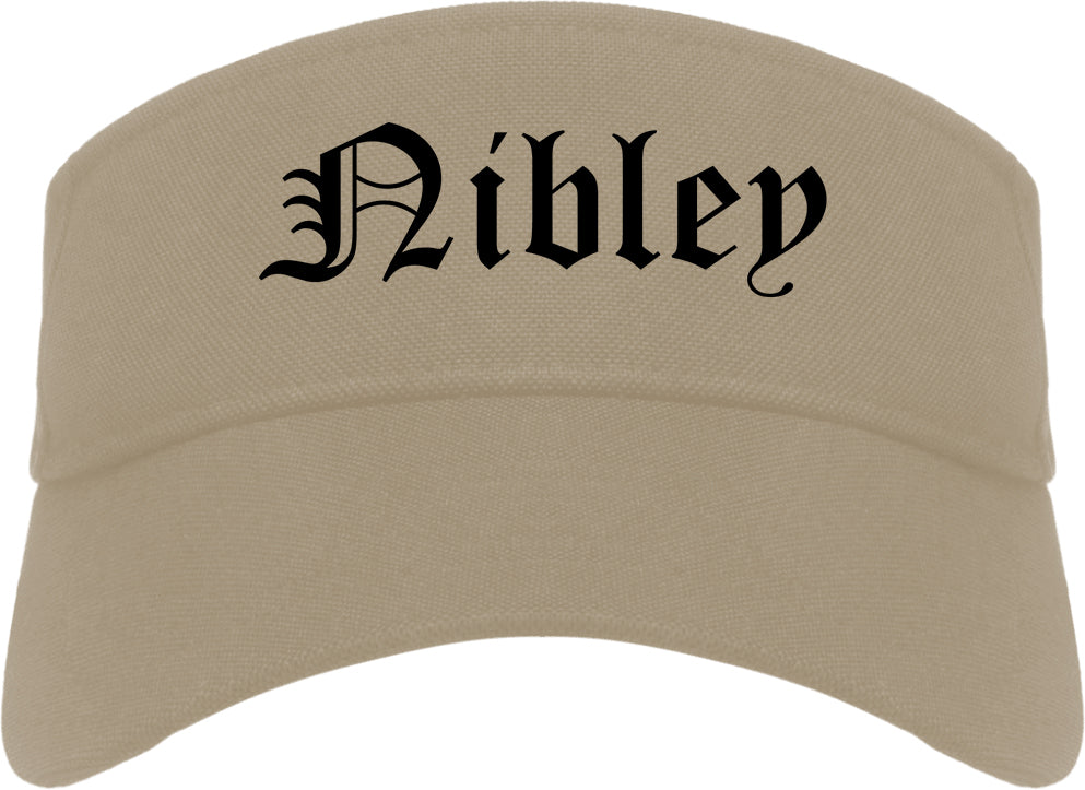 Nibley Utah UT Old English Mens Visor Cap Hat Khaki