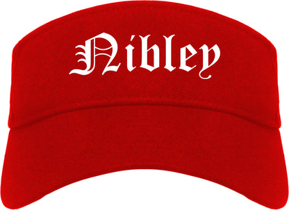 Nibley Utah UT Old English Mens Visor Cap Hat Red