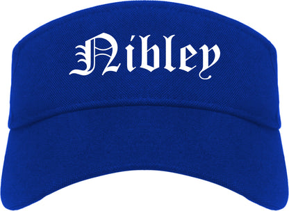 Nibley Utah UT Old English Mens Visor Cap Hat Royal Blue