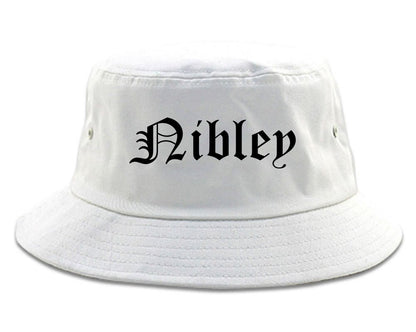 Nibley Utah UT Old English Mens Bucket Hat White