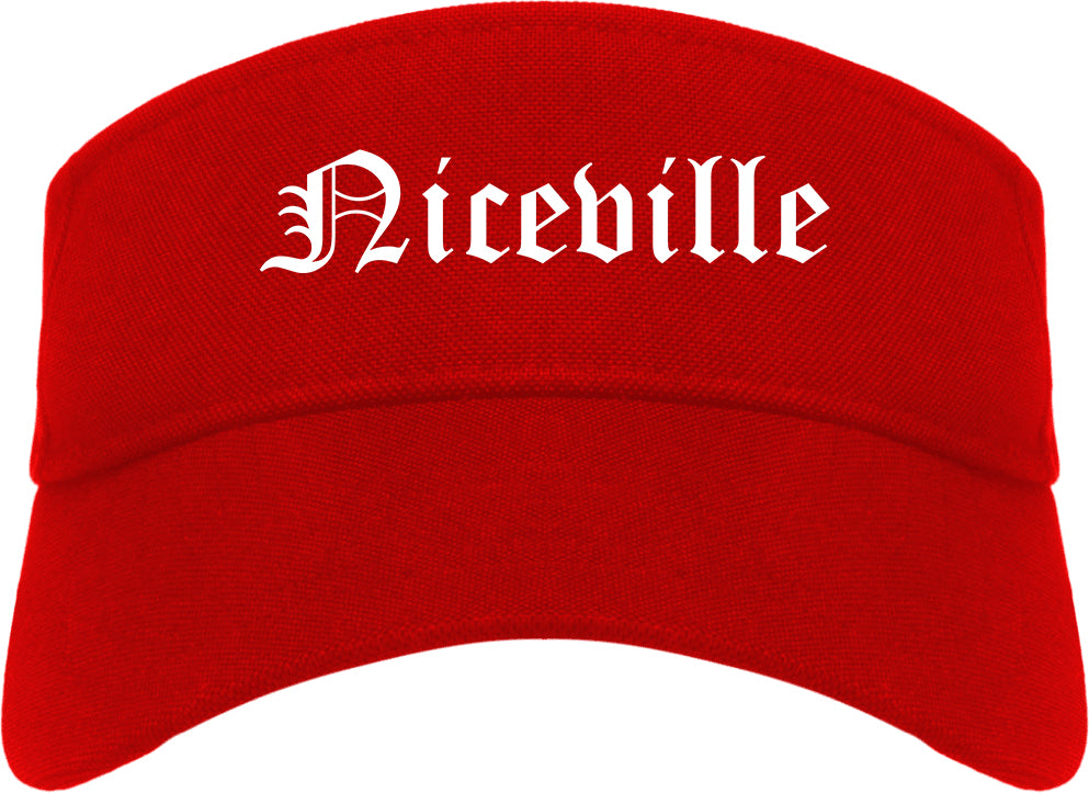 Niceville Florida FL Old English Mens Visor Cap Hat Red