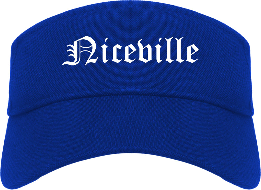 Niceville Florida FL Old English Mens Visor Cap Hat Royal Blue