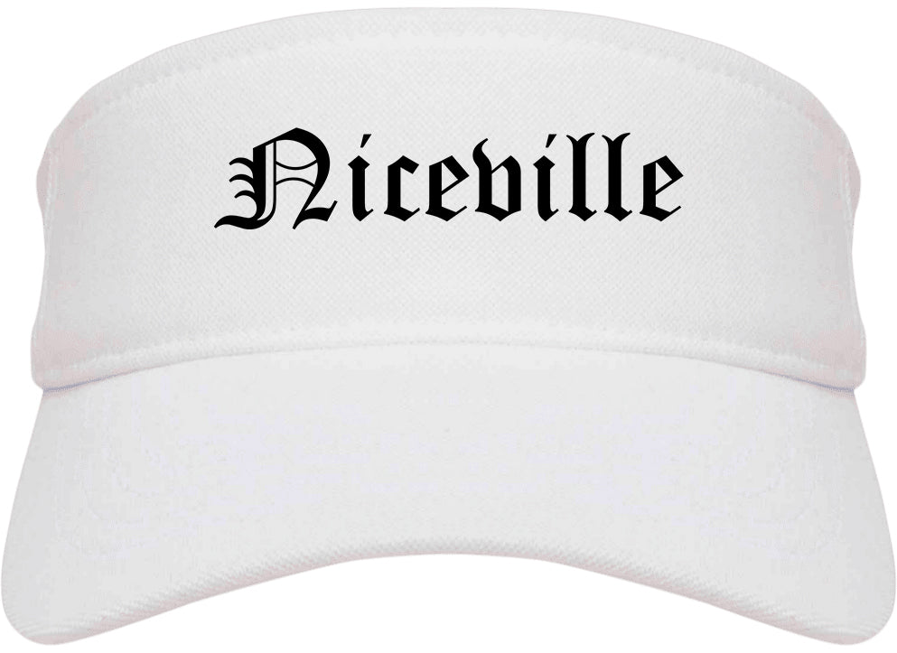 Niceville Florida FL Old English Mens Visor Cap Hat White