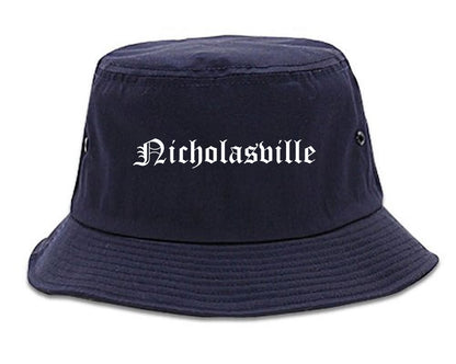 Nicholasville Kentucky KY Old English Mens Bucket Hat Navy Blue