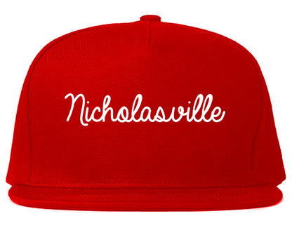 Nicholasville Kentucky KY Script Mens Snapback Hat Red