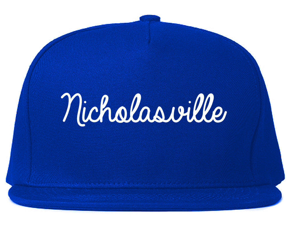 Nicholasville Kentucky KY Script Mens Snapback Hat Royal Blue
