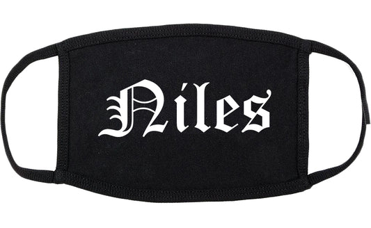 Niles Illinois IL Old English Cotton Face Mask Black
