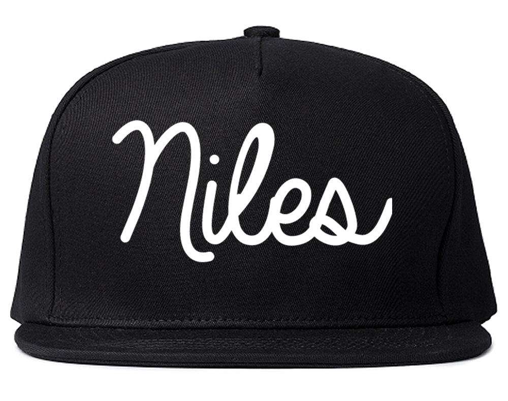 Niles Illinois IL Script Mens Snapback Hat Black