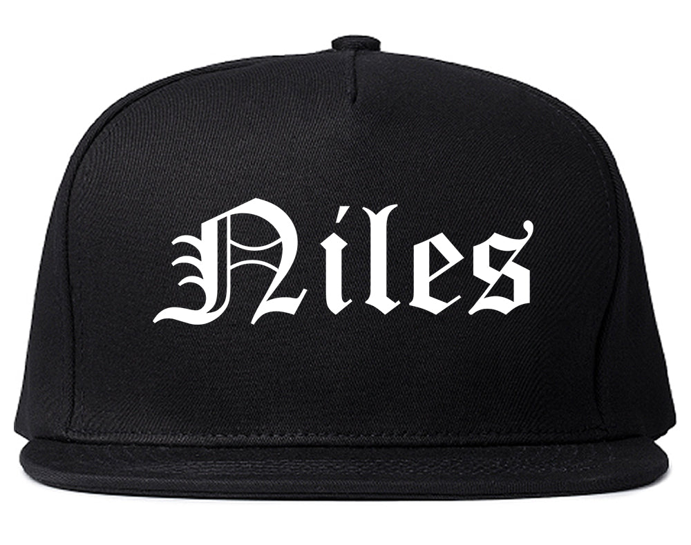 Niles Michigan MI Old English Mens Snapback Hat Black