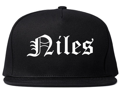 Niles Michigan MI Old English Mens Snapback Hat Black