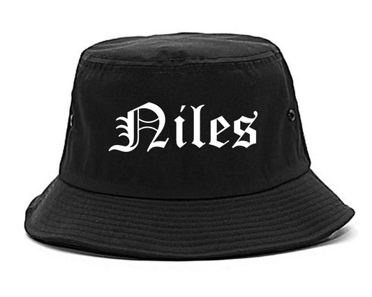 Niles Michigan MI Old English Mens Bucket Hat Black