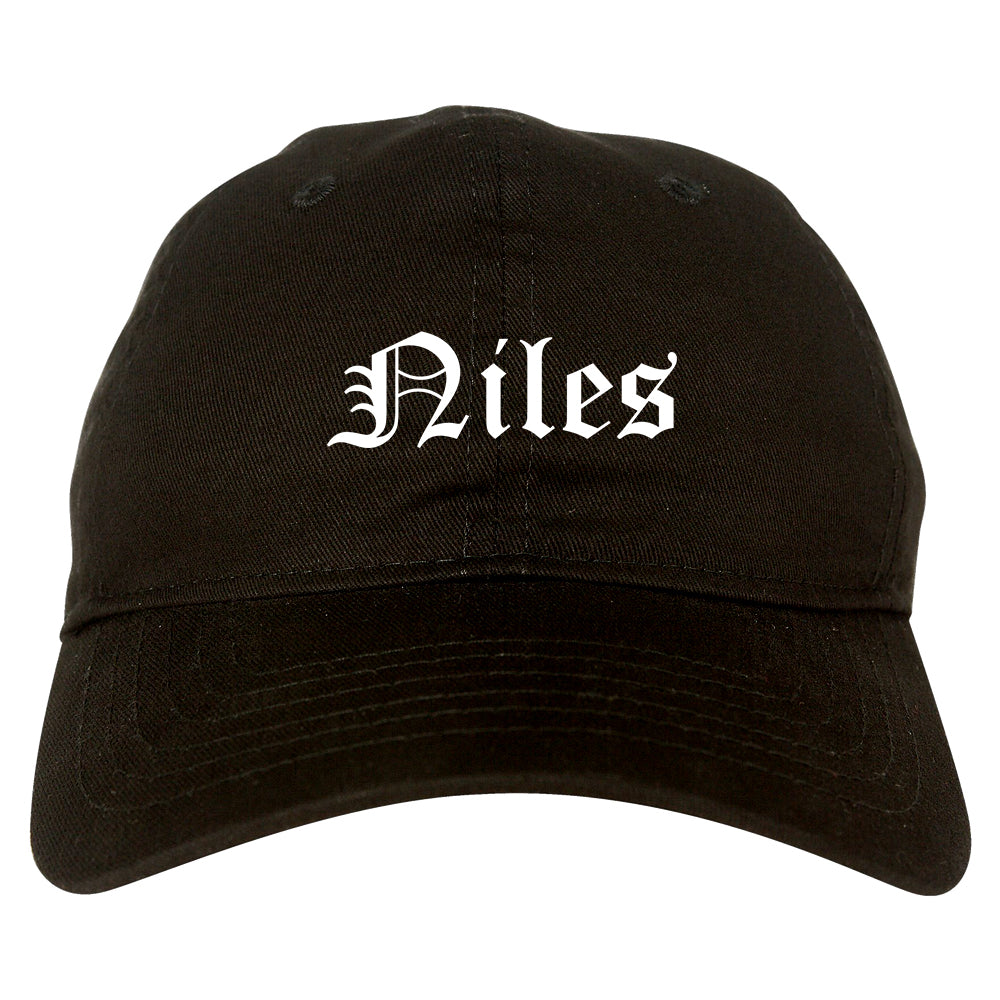 Niles Michigan MI Old English Mens Dad Hat Baseball Cap Black