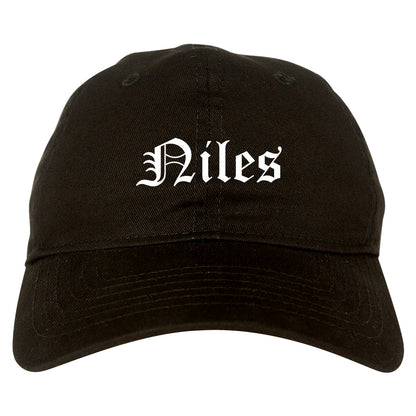 Niles Michigan MI Old English Mens Dad Hat Baseball Cap Black
