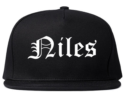 Niles Ohio OH Old English Mens Snapback Hat Black