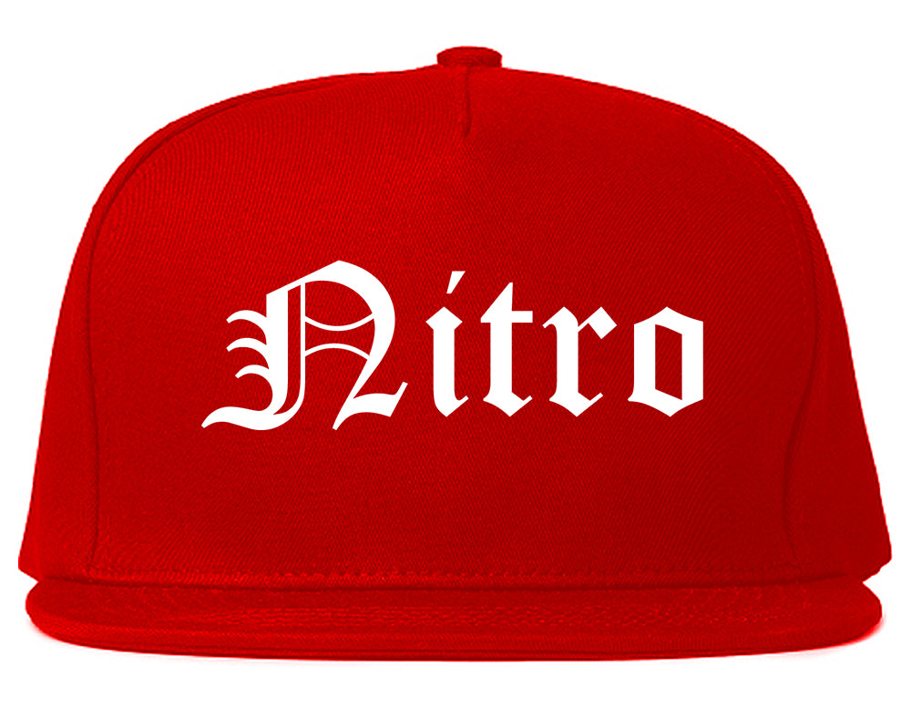 Nitro West Virginia WV Old English Mens Snapback Hat Red