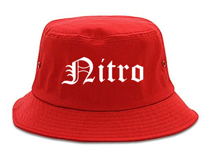 Nitro West Virginia WV Old English Mens Bucket Hat Red