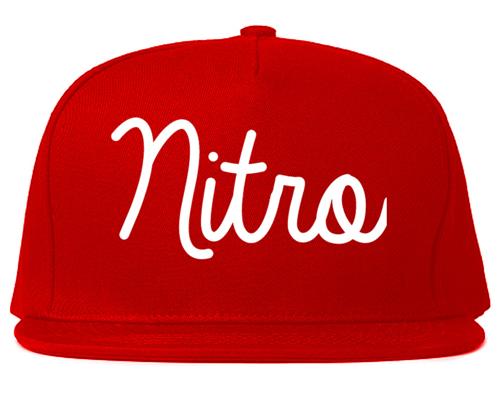 Nitro West Virginia WV Script Mens Snapback Hat Red