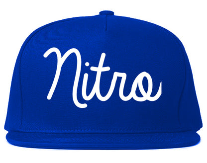 Nitro West Virginia WV Script Mens Snapback Hat Royal Blue