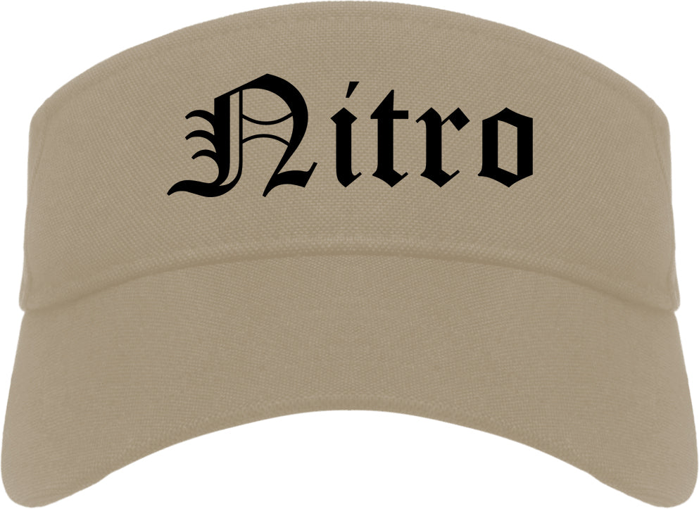 Nitro West Virginia WV Old English Mens Visor Cap Hat Khaki