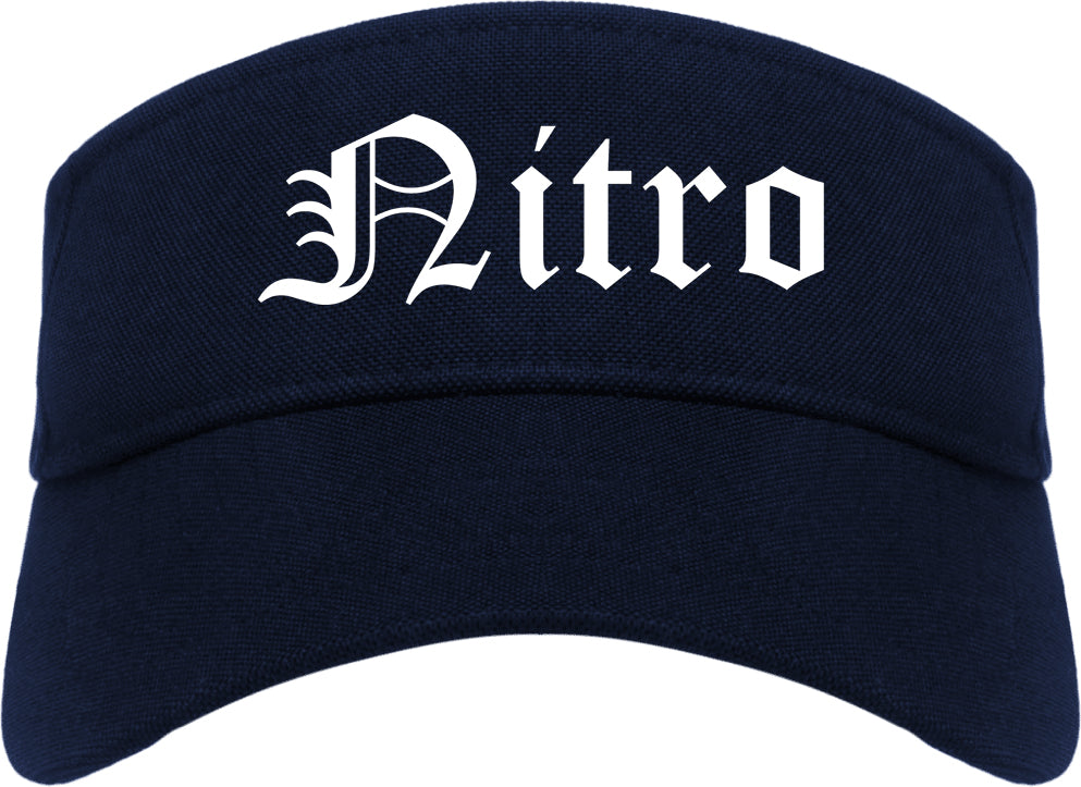 Nitro West Virginia WV Old English Mens Visor Cap Hat Navy Blue