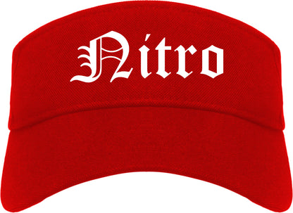 Nitro West Virginia WV Old English Mens Visor Cap Hat Red
