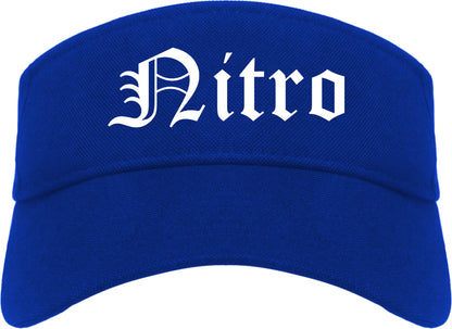 Nitro West Virginia WV Old English Mens Visor Cap Hat Royal Blue